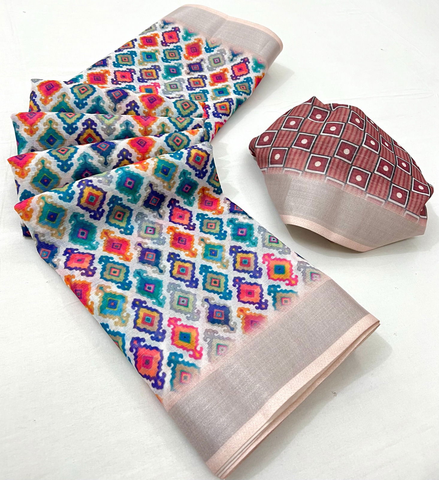 SRC Pure Linen Silver Jari Digital Printed Sarees Wholesale Market In Surat